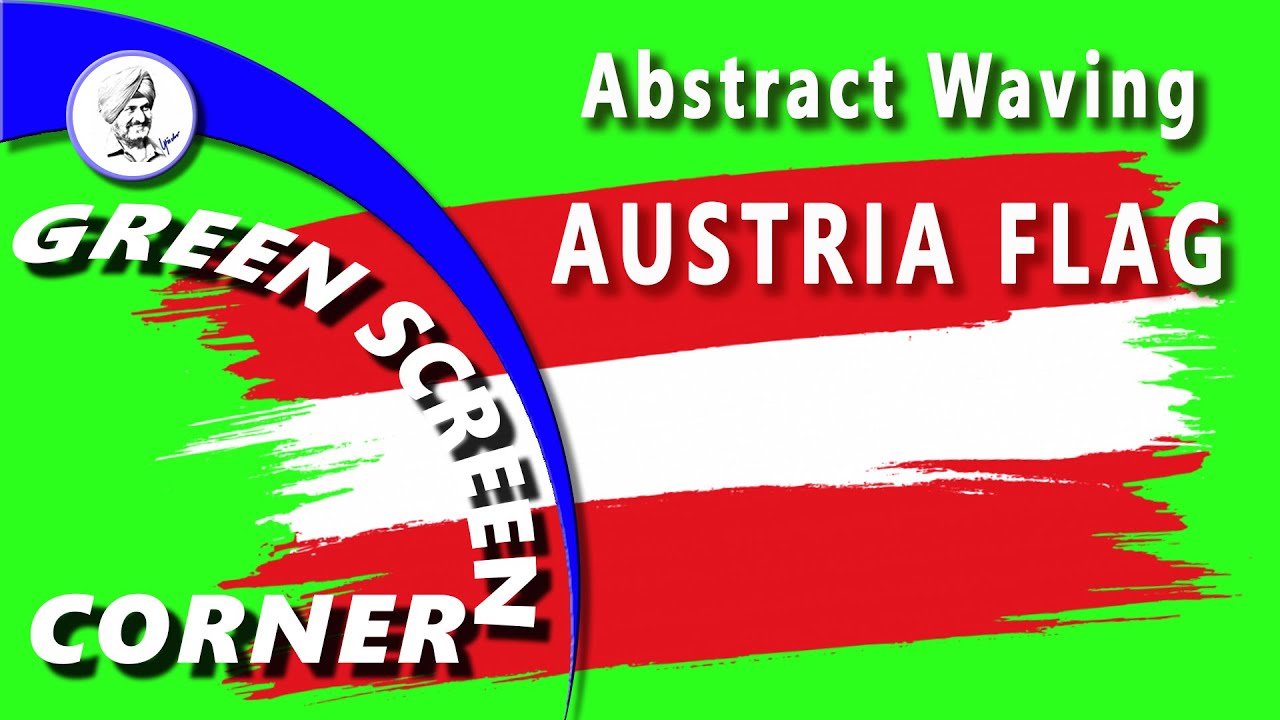 ABSTRACT AUSTRIA FLAG - Green Blue Screen Corner Chroma Key Animation Free Use Land der Berge WAVING