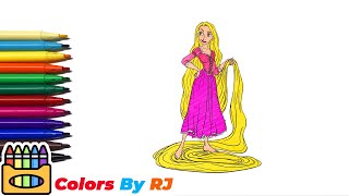 Cute Disney Princess Rapunzel Coloring Pages & Coloring Book - Tangled - How to Draw & Color