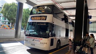 SkyDrive Auckland Airport Express Volvo B11R upper deck view of new airport Transit Hub