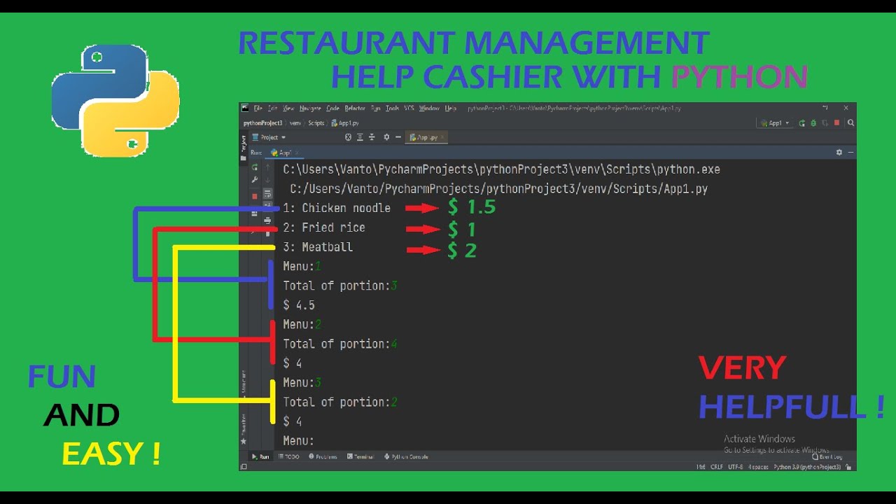 Restaurant management with python - YouTube