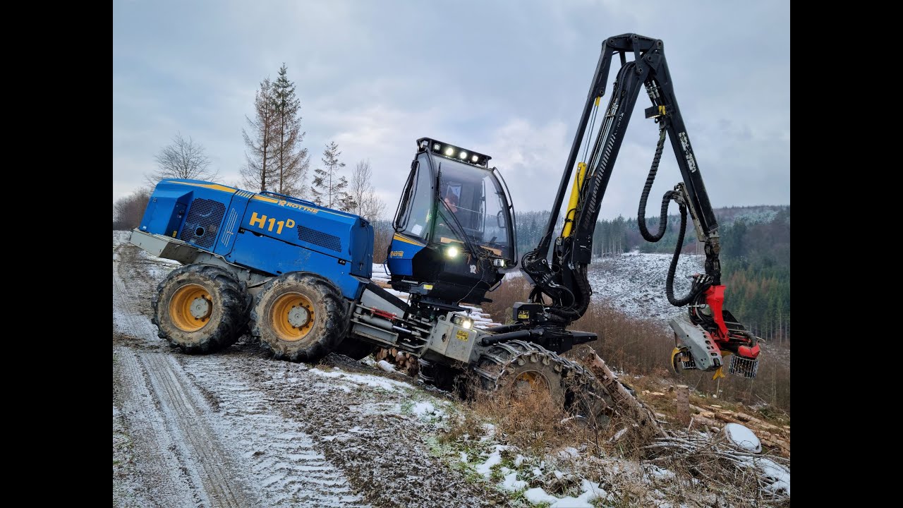 🌲4K|*ONboard* • Rottne Harvester • H11-D • Harvester in Action • Winterlogging • Forestmachine 🌲