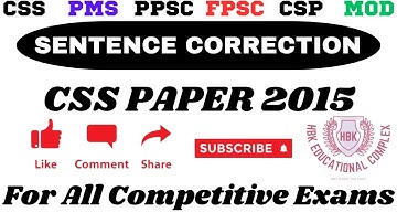 Sentence Correction || CSS English Paper 2015 || English for CSS and PMS