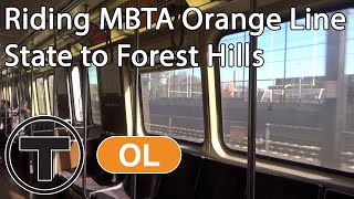 Riding MBTA Orange Line from State to Forest Hills Station - Inside View