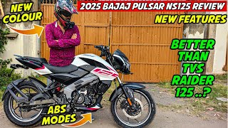 2025 Bajaj Pulsar NS 125 Peral White Color Review || ABS Mode & Navigation - TVS Raider 125 Killer🔥