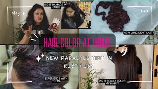 Paradyes Glossy Hair Tint Color Review Ruby Rush Coloring My Hair At Home Again No Bleach