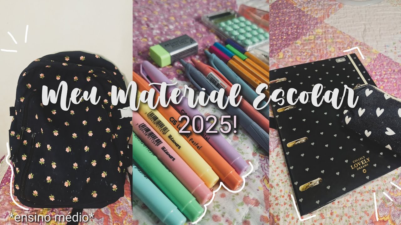 mostrando e organizando meu material escolar 2025! 📚🎀 | estojo, fichário e etc...
