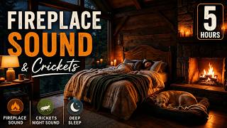 Sleep With Daria - 5 Hours 🔥 Fireplace Sounds &amp; Crickets at Night | Cozy Cabin Deep Sleep Ambience