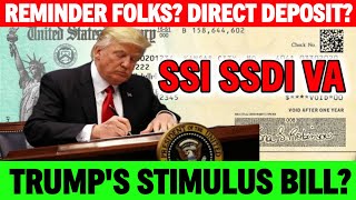 Famous REMINDER FOLKS? IT'S ON THE WAY?? DIRECT DEPOSIT CHECKS? TRUMP'S STIMULUS BILL UPDATE FOR SSI SSDI? Profile