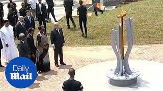 Leaders light flame during Genocide Memorial in Rwanda