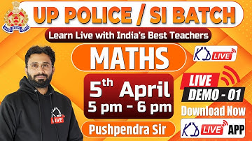 MATHS SPECIAL BATCH FOR UPSI/CONSTABLE | DEMO 01 | BY PUSHPENDER SIR @KD_LIVE