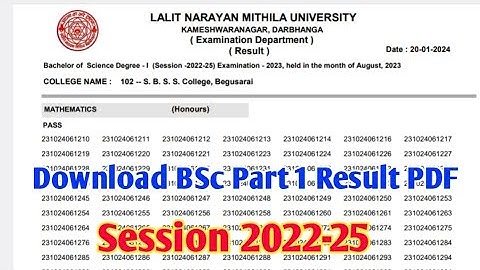 Check LNMU Bsc Part 1 result 2022-25| PDF file Link