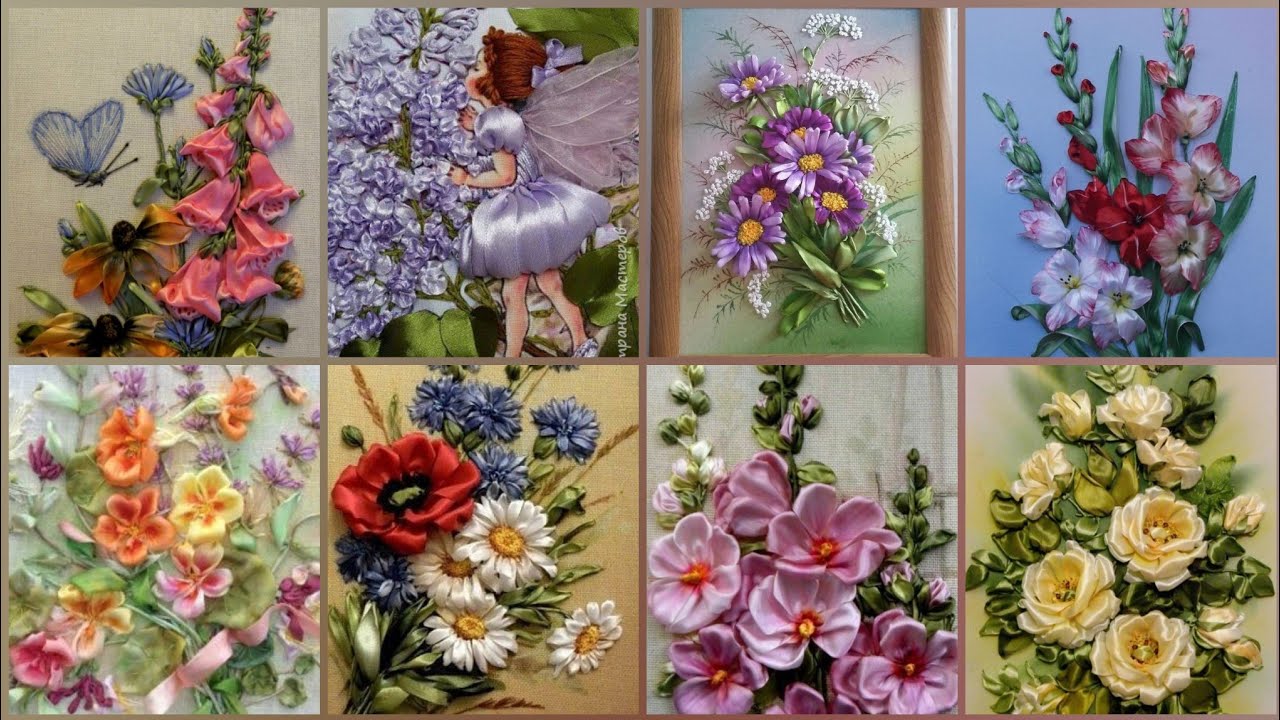 Gorgeous And Beautiful Ribbon Embroidery Patterns For Cushion Covers/ Table Clothes