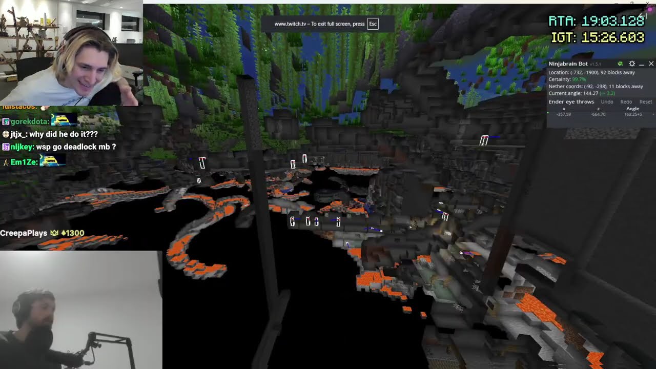 xQc gets Confused watching Forsen try to beat his Minecraft Record