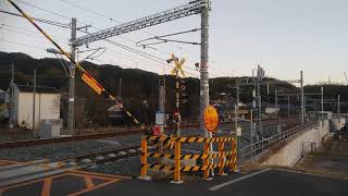 221系が走る！　踏切　カンカン　Railroad crossing sound　JR奈良線　複線化　山城多賀　～　玉水　2021/1/20