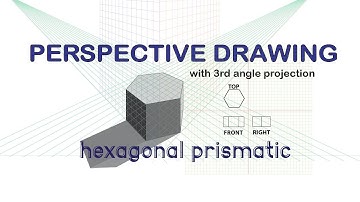 PERSPECTIVE DRAWING OF HEXAGONAL PRISMATIC SHAPE |2 POINT VIEW | IN ADOBE ILLUSTRATOR