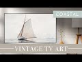 Vintage tv art  coastal beach art  turn your tv into artwork