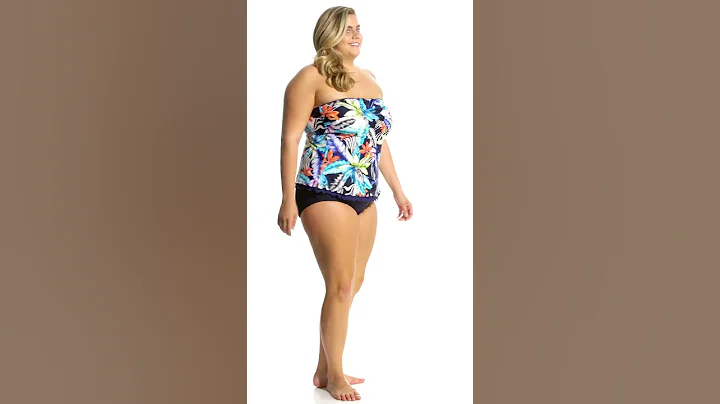 Maxine Plus Size Jungle Tropic Ruffled Tankini Top | SwimOutlet.com
