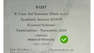 [2018] Mdu Bcom Pass 3rd Sem Basic of Retailing Question Paper #MduQuestionPaper