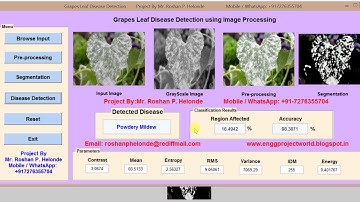 Matlab code for Grape Leaf Disease Detection using Image Processing
