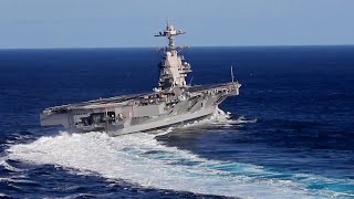USS Gerald R. Ford Conducts High Speed Turns ATLANTIC OCEAN