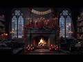 Dark Academia Valentine Ambience ❤️ Fireplace, Snow and Piano/ Cello Music