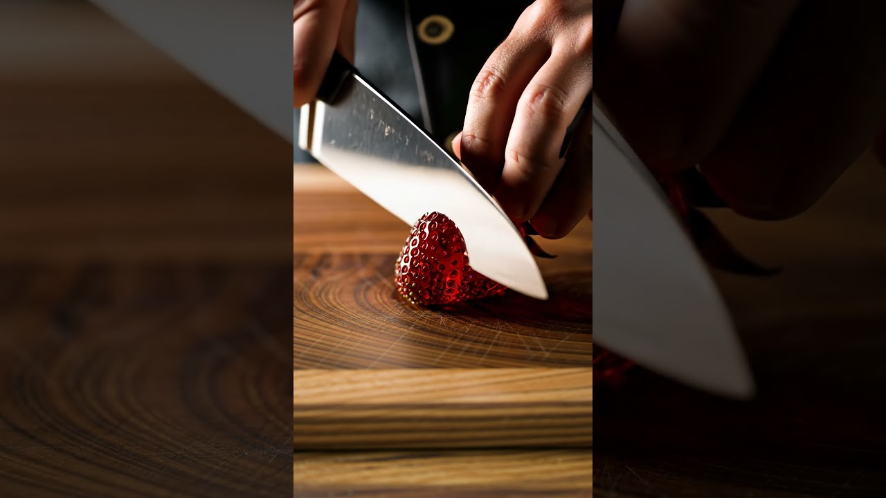 Flawless Crystal Strawberry ASMR Slice 🍓 8K Ultra Macro 