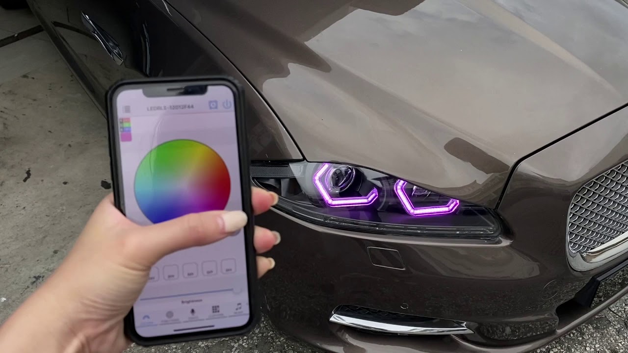 Jaguar Head Lamp Convert Hexagon Angel Eyes with RGB Daylight form WRC