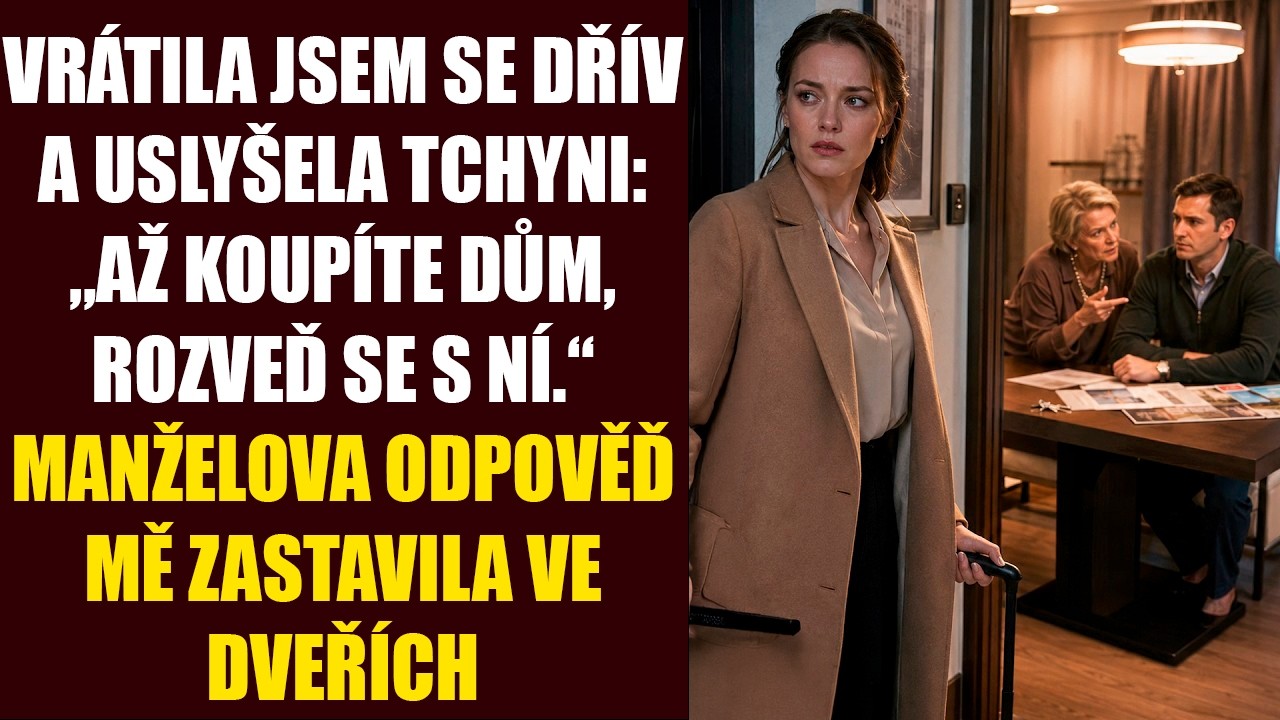 Vrátila jsem se z pracovní cesty o dva dny dřív a u vlastních dveří slyšela, jak můj manžel s tchýní plánují, že po koupi nového domu, který mám celý zaplatit, se se mnou rozvedou a nechají mě...