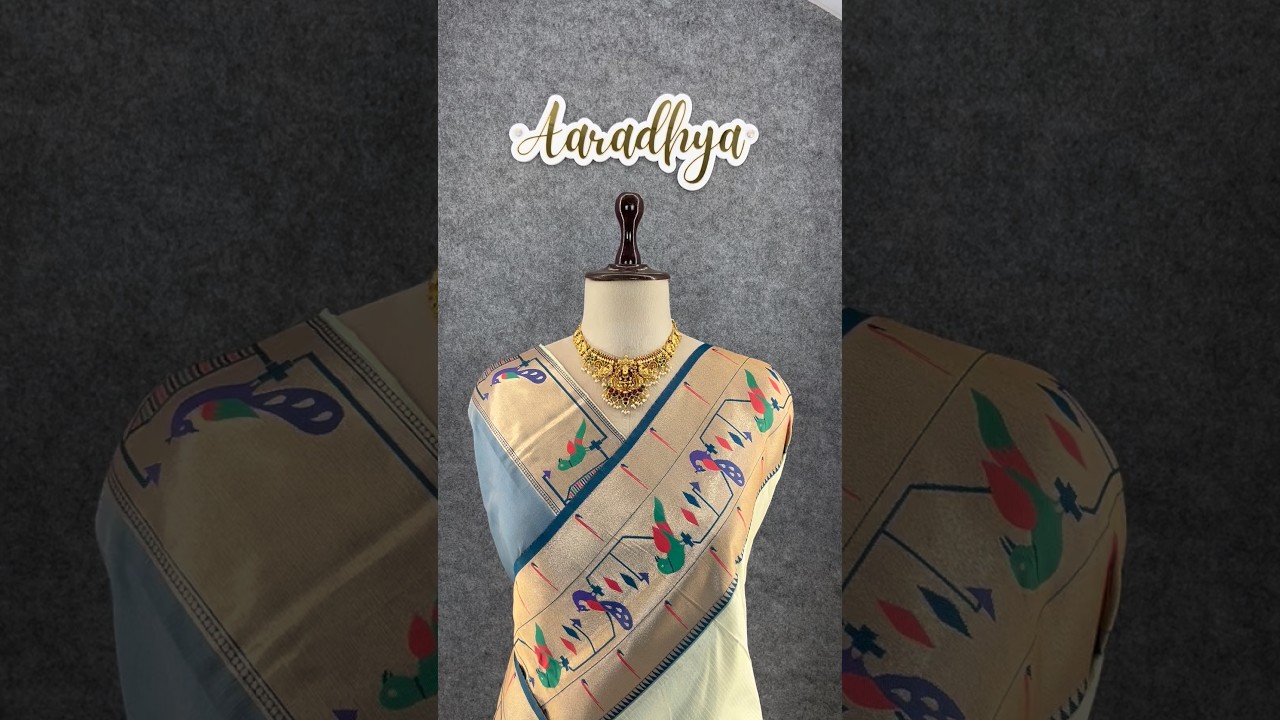 Banarsai Peacock & Parrot Weaving Paithani Saree