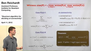 Quantum algorithm for deciding st-connectivity - Ben Reichardt
