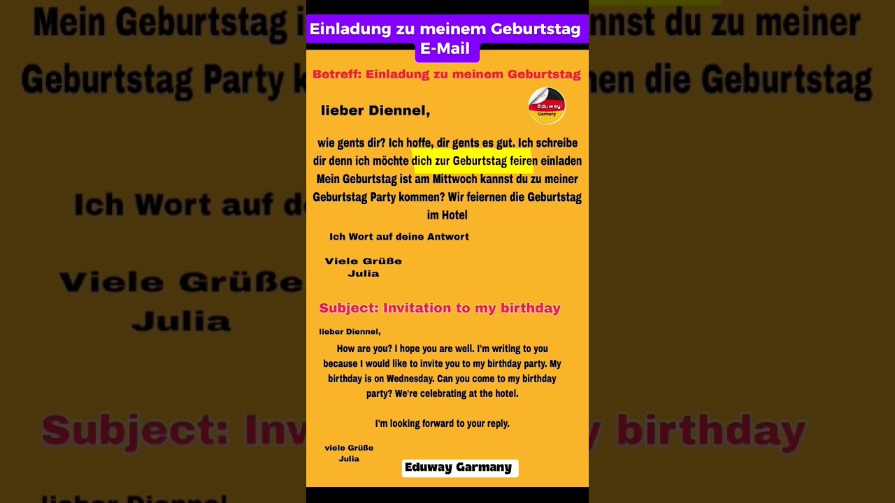Einladung zum Geburtstag auf Deutsch 🇩🇪 | Birthday Invitation Email