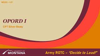 Celebrity Operations Order (OPORD) I - MSL202 Lesson 07 - ROTC Profile
