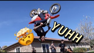 Dirt bike BACKFLIPS at Tanner Fox house!
