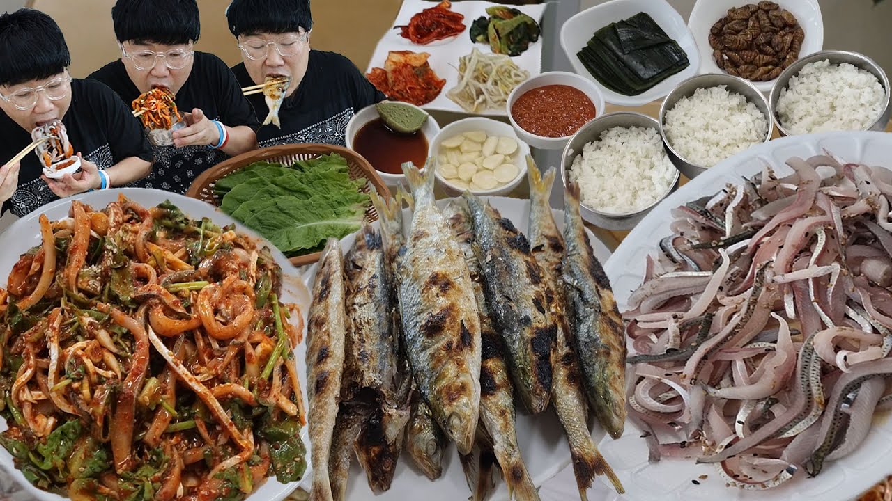 남해바다 보면서 전어구이 전어회 전어무침 25마리..머리뼈까지 먹어보까? [보성]