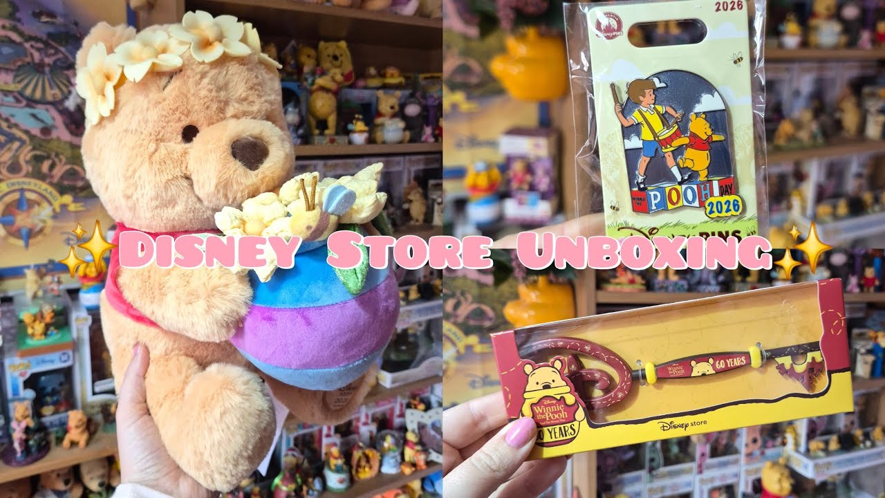 Disney Store Winnie The Pooh Unboxing 🍯💛| Plush & Pins Haul
