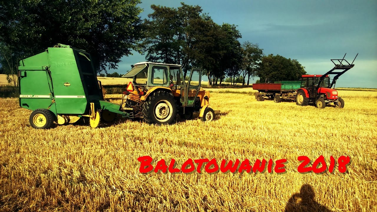 Prasowanie słomy jęczmiennej 2018 /URSUS C-360 & JOHN DEERE 550
