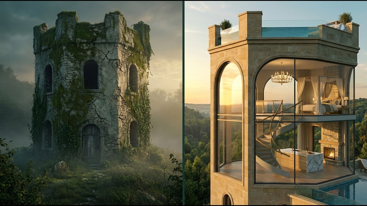 I Turned an Abandoned Medieval Tower's Luxury Makeover (ASMR)