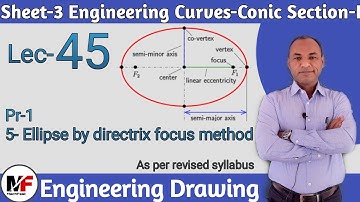 Lec-45| Draw Ellipse by directrix focus method| Engineering Curves| Engineering Drawing| Mechanical