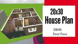 20x30 Best 3D House Plan 2BHK East Facing Plot | 20x30 Makan Ka Naksha