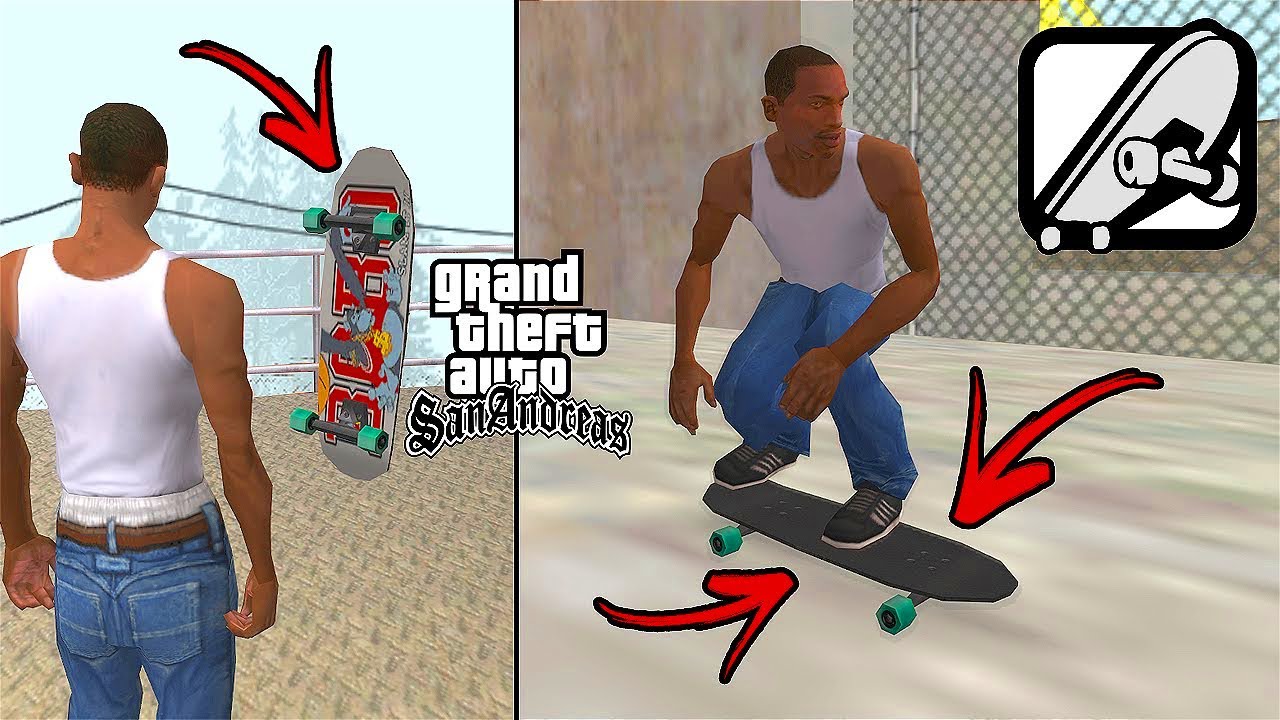 لن تصدق كيف حصلت على لوح التزلج في قراندد سان اندرياس GTA San Andreas skateboard mod