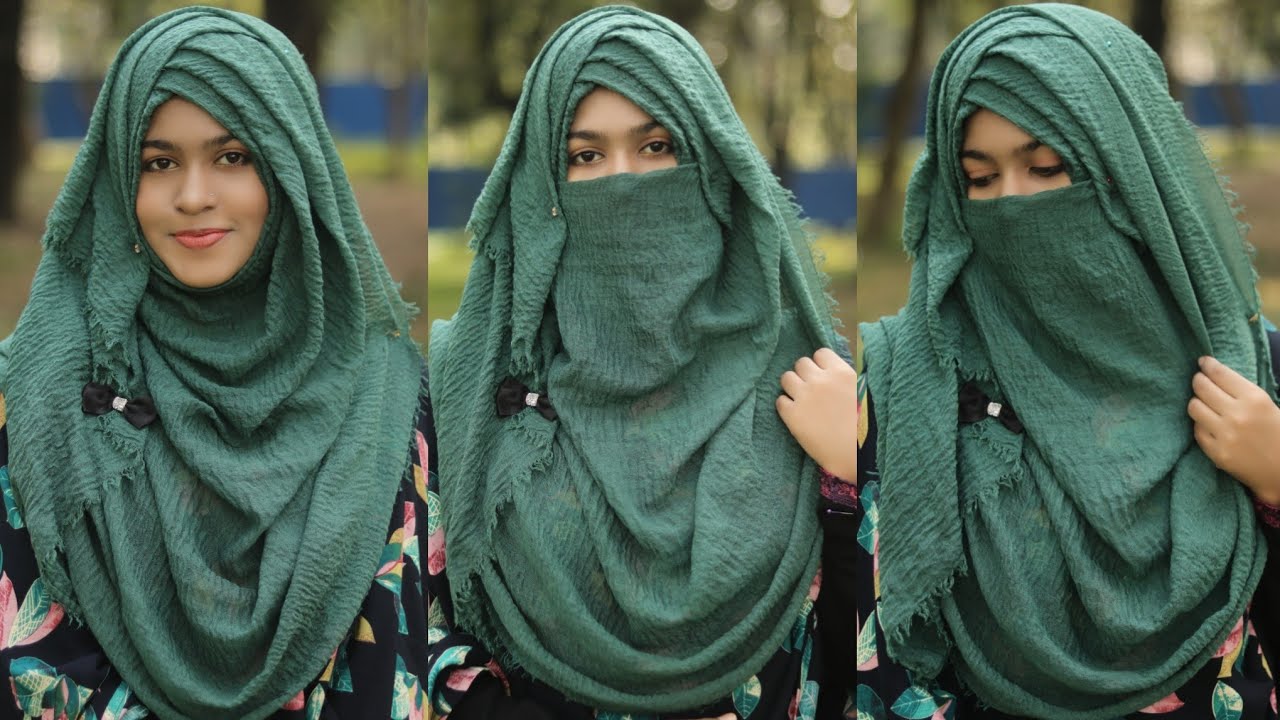 Without Innercap Crinkle Hijab Style With NIQAB 