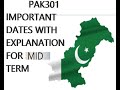 PAK301 IMP DATES WITH EXPLANATION FOR MIDTERM