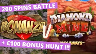 Bonanza v Diamond Mine : 200 Spins Challenge + £100 Bonus Hunt, Star Clusters, Sweet Bonanza + More screenshot 3