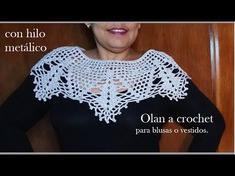 Cuello a crochet para blusas o vestidos - YouTube