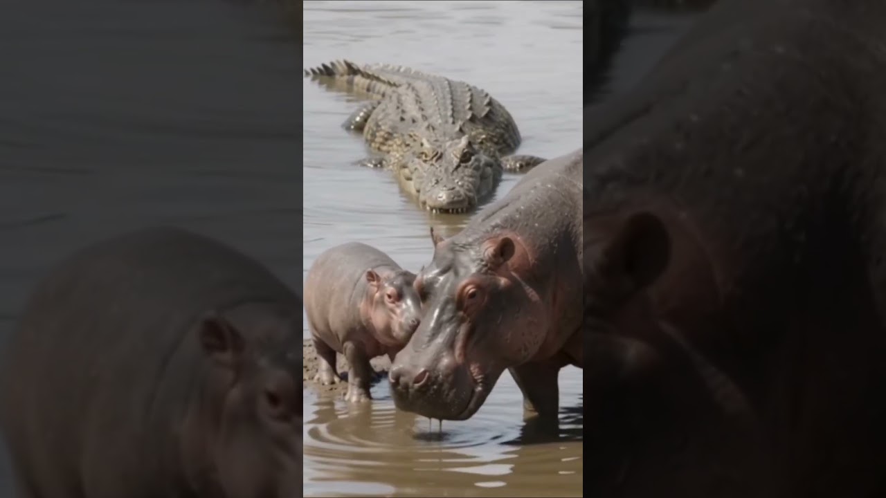 Hippo vs Crocodile rivalry #HippoVsCrocodile #Rivals #WildlifeDocumentary #AnimalRivalry