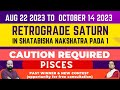 August 22 2023 to October 14 2023 Retrograde Transit of Saturn in Shatabisha Nakshatra Pada 1