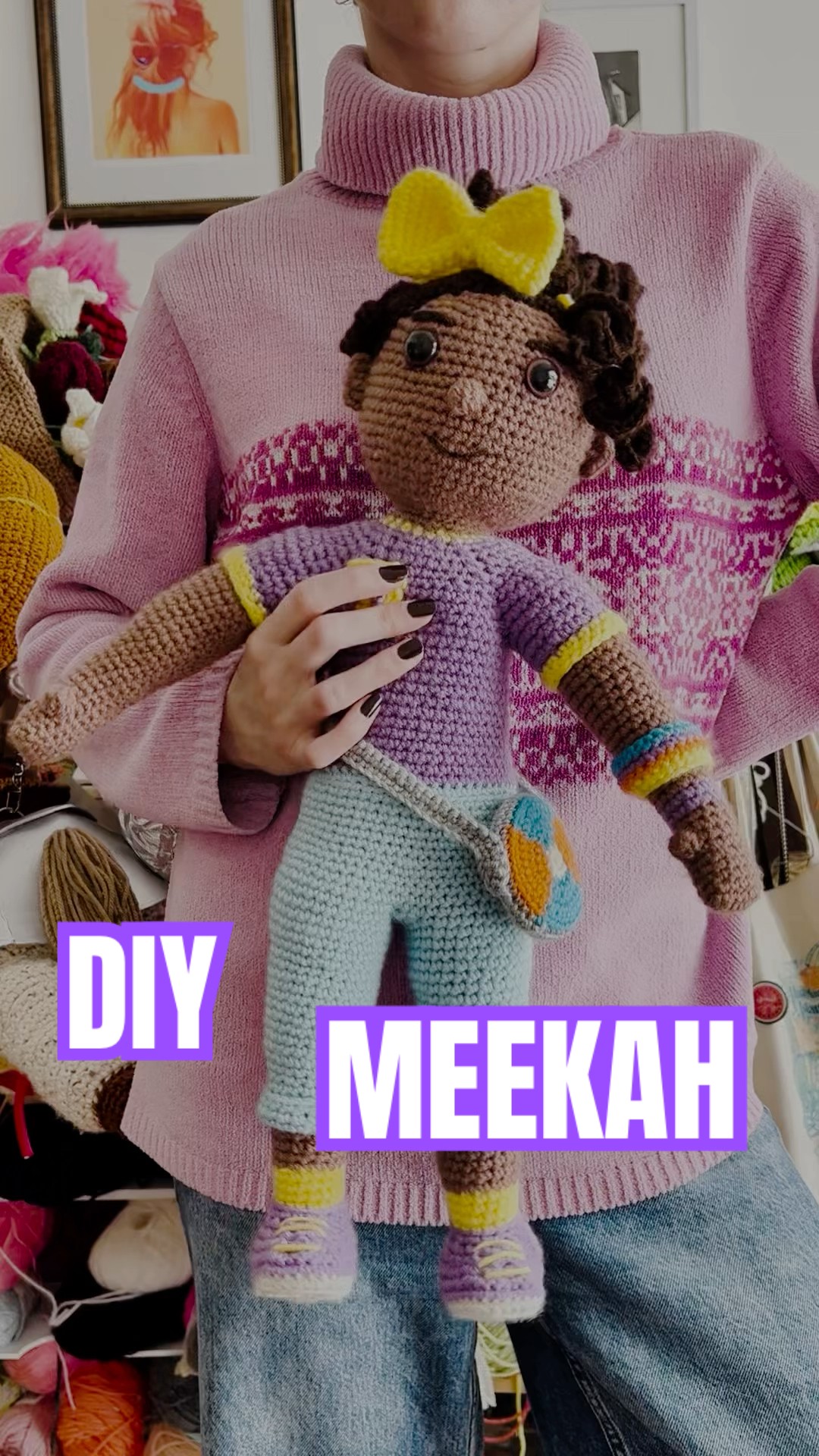 Yay! DIY Meekah Doll with Colorful Yarn ? ! #crochet #shorts