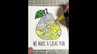 Coloring a Punny Pear Greeting Card - Printable Cards at: DJPenscript.etsy.com