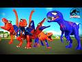 Blue Spider Dinosaur Vs TRex Vs Spinosaurus, Super Team Battle in Jurassic World