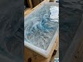 “She Turned Cracked Wood Into a Frozen Glacier Table 😱” #epoxy #epoxytable #transformation